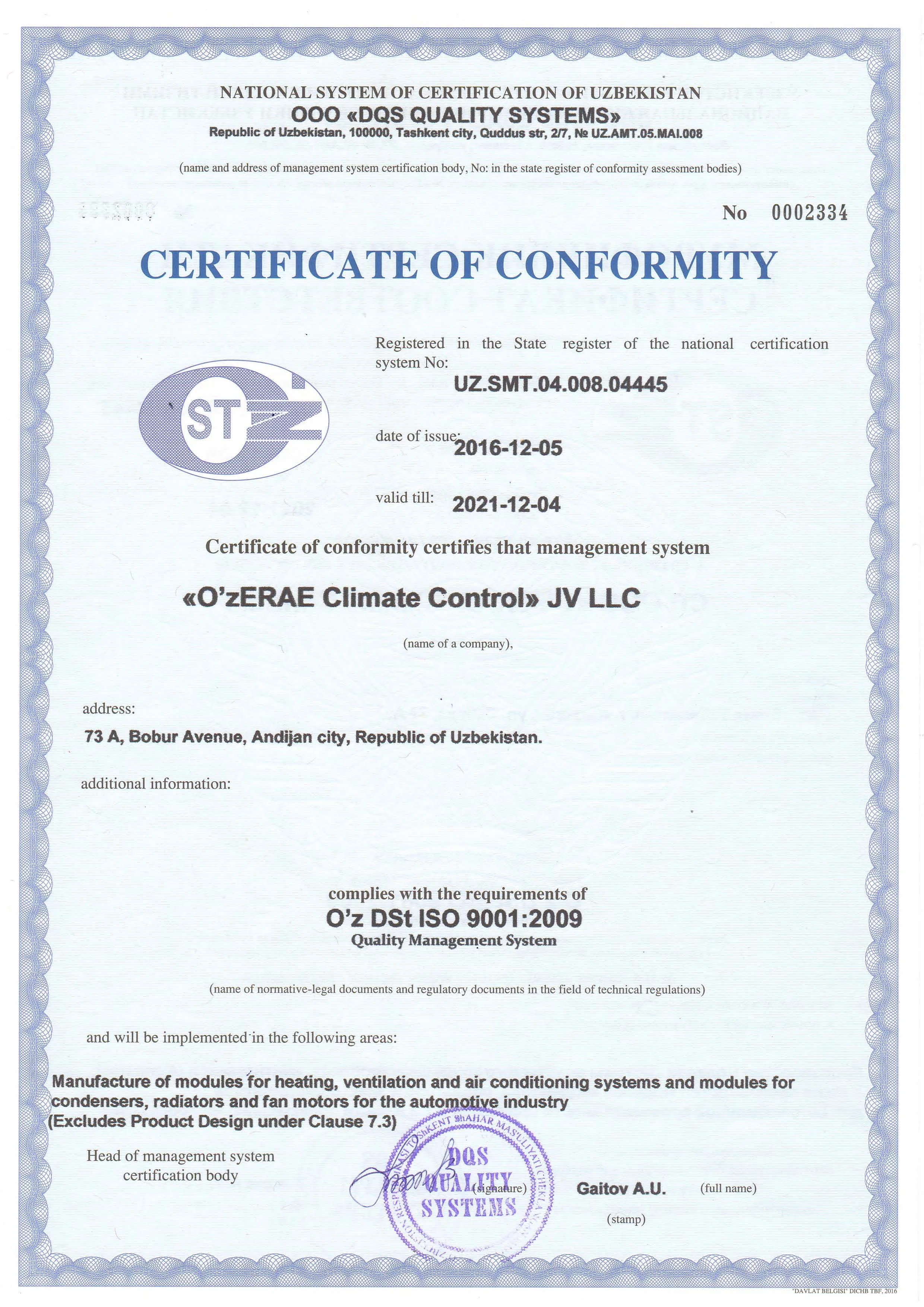 ISO 9001 2009